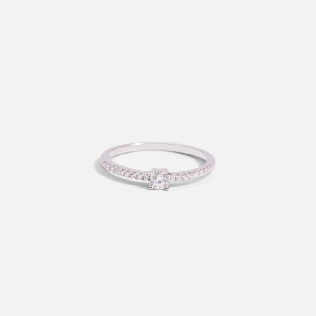 Thin sterling silver ring and cubic zirconia