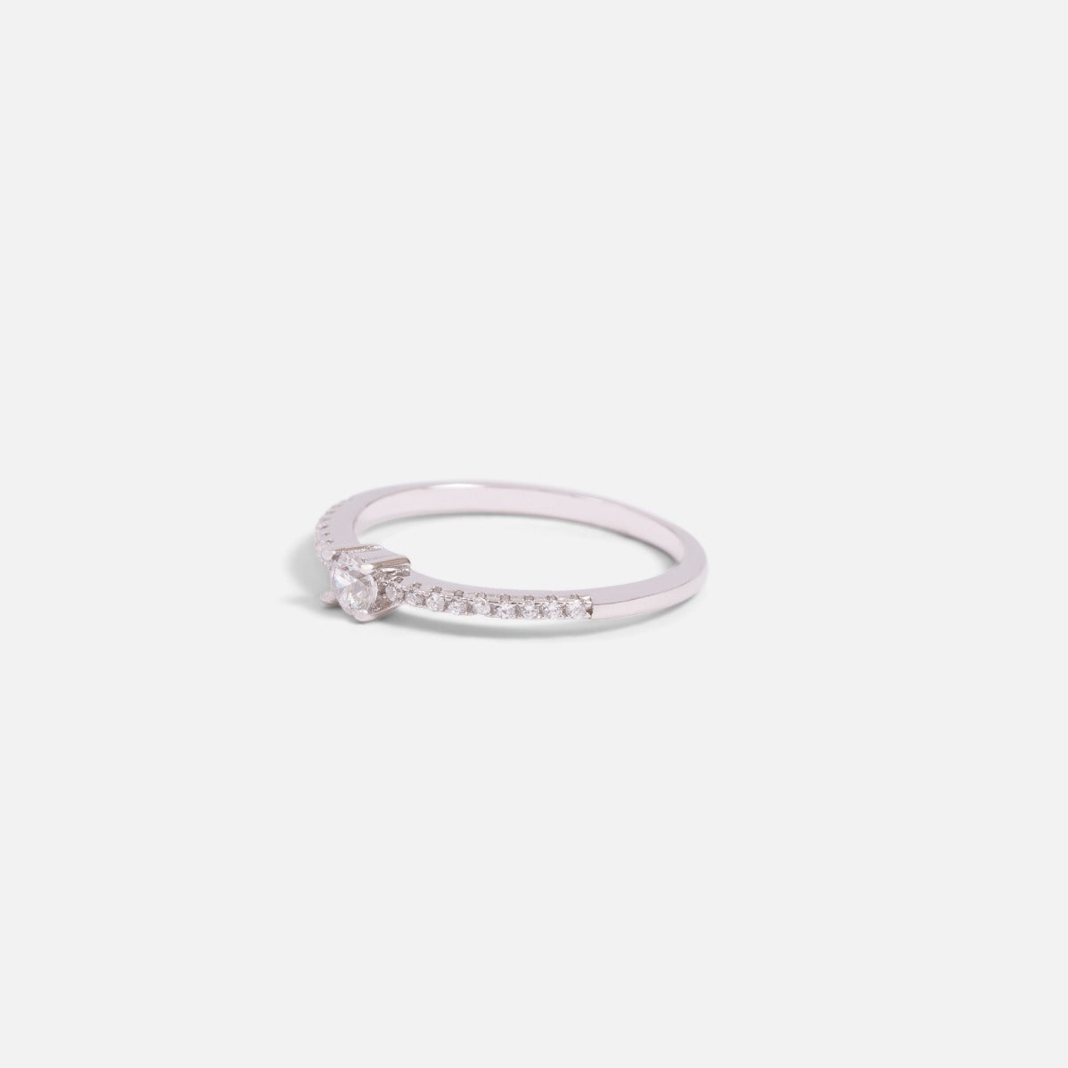 Thin sterling silver ring and cubic zirconia