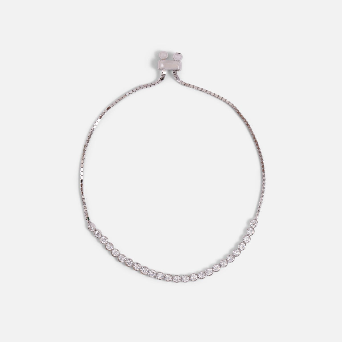 Sterling silver bracelet with cubic zirconia and sliding clasp 