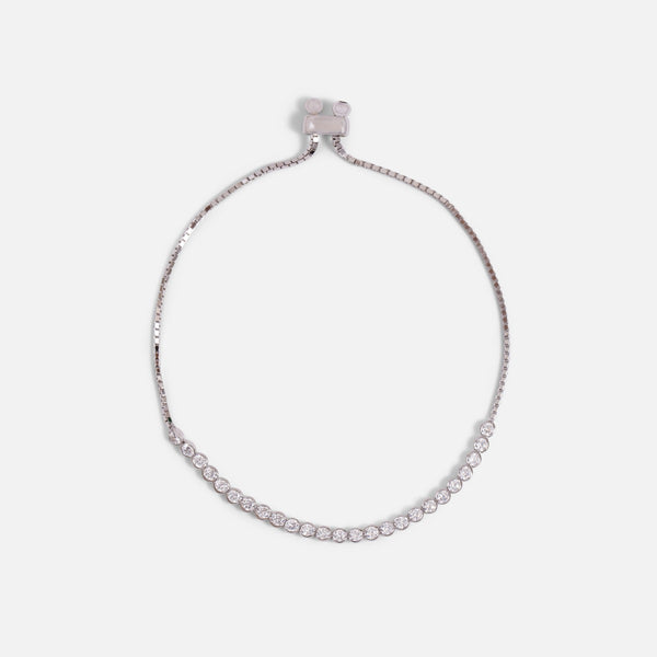 Load image into Gallery viewer, Sterling silver bracelet with cubic zirconia and sliding clasp 
