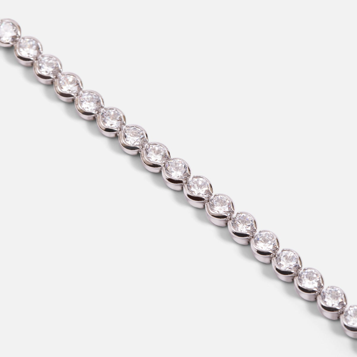 Sterling silver bracelet with cubic zirconia and sliding clasp 