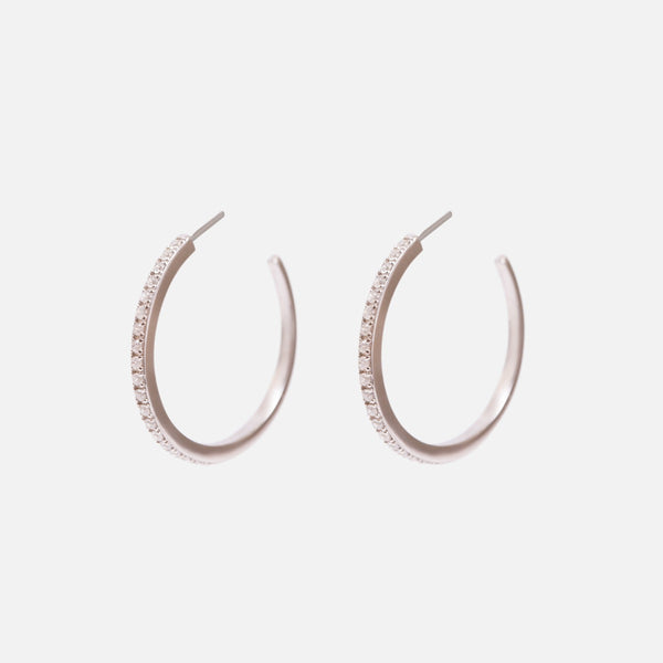 Load image into Gallery viewer, Sterling silver hoop earrings with cubic zirconia stones (30 mm)
