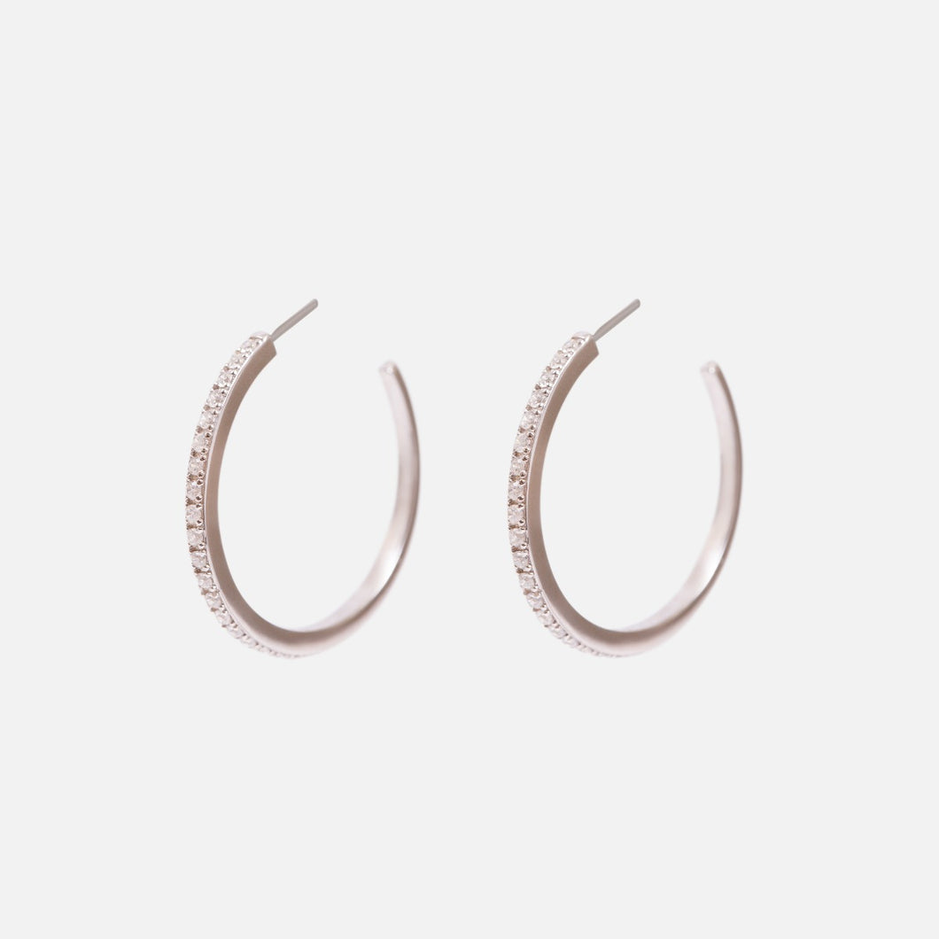 Boucles d’oreilles anneaux argent sterling avec zircons (30 mm)