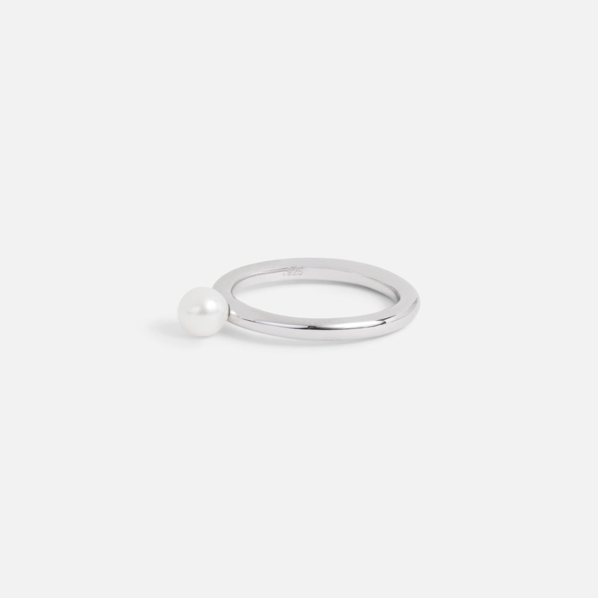 Bague argent sterling avec perle solitaire