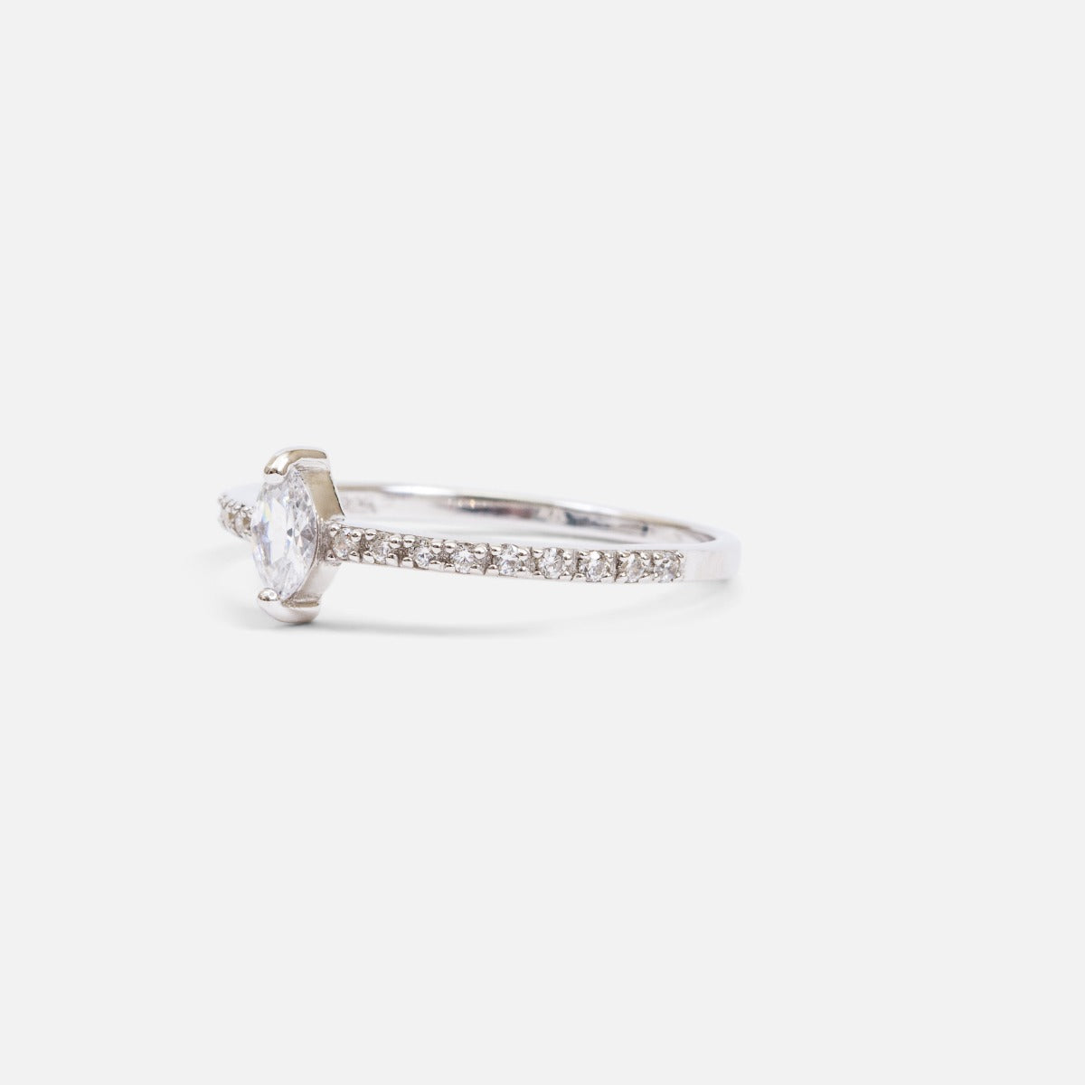 Sterling silver ring with multiple cubic zirconia