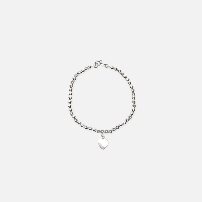 Bracelet argenté avec breloque coeur en argent sterling