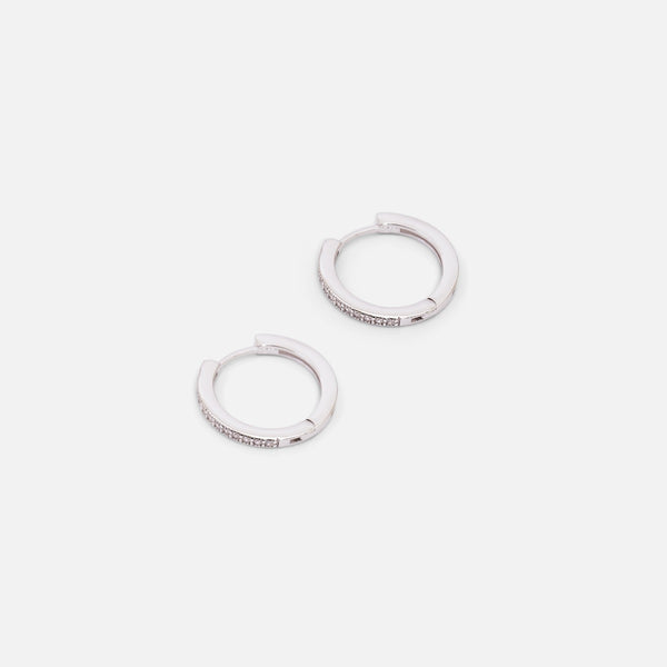 Charger l&#39;image dans la galerie, Boucles d’oreilles anneaux avec zircons cubiques en argent sterling
