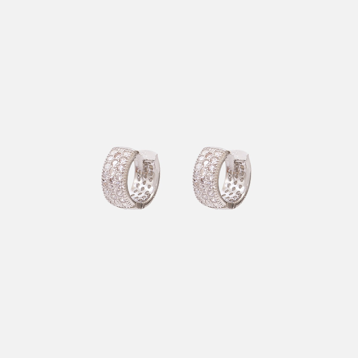 Sterling silver large hoop earrings with cubic zirconia inserts