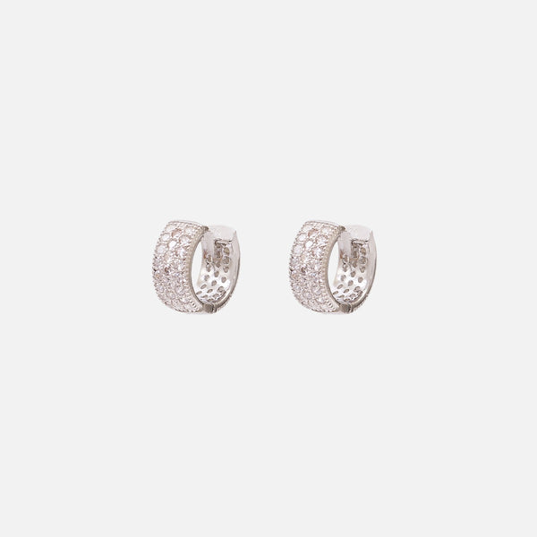 Load image into Gallery viewer, Sterling silver large hoop earrings with cubic zirconia inserts
