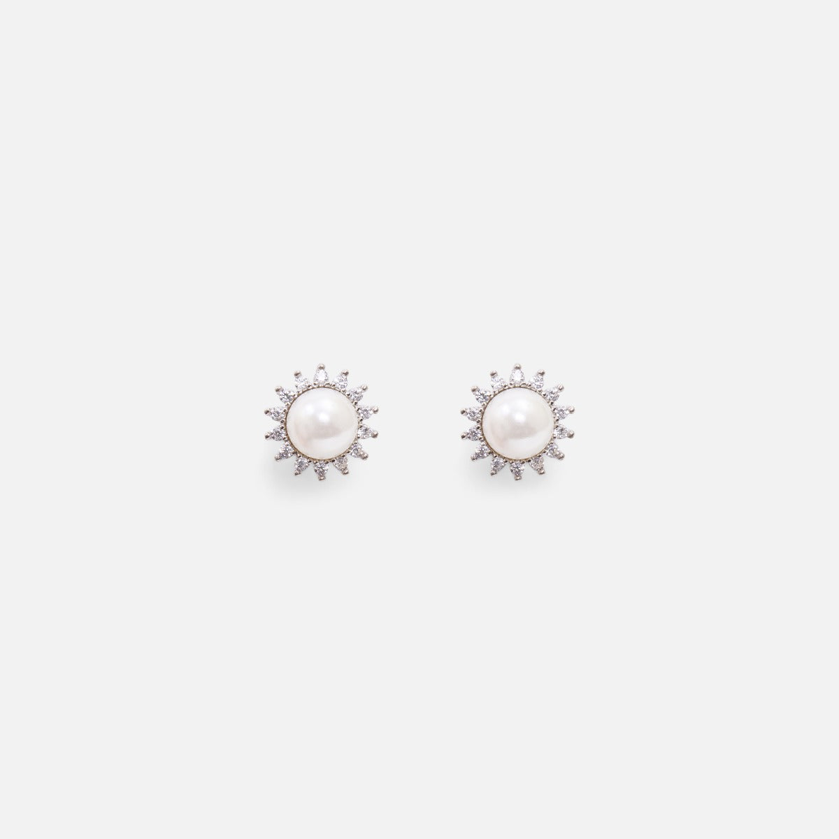 Boucles d’oreilles argent sterling perle et zircons cubiques