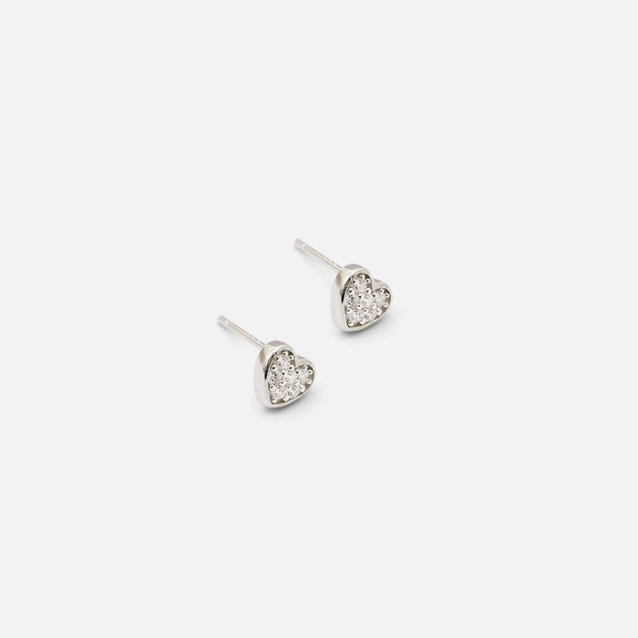 Ensemble collier et boucles d’oreilles argent sterling et zircons cubiques en forme de cœur