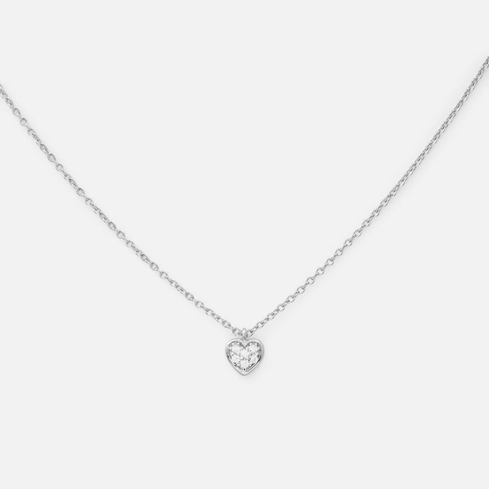 Ensemble collier et boucles d’oreilles argent sterling et zircons cubiques en forme de cœur