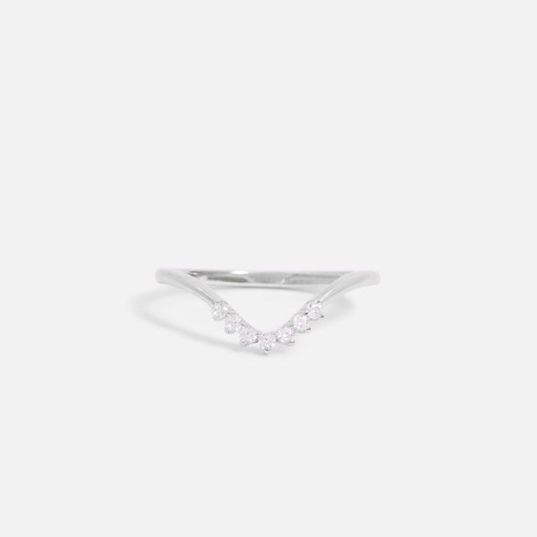 Load image into Gallery viewer, Sterling silver v shaped ring with cubic zirconia

