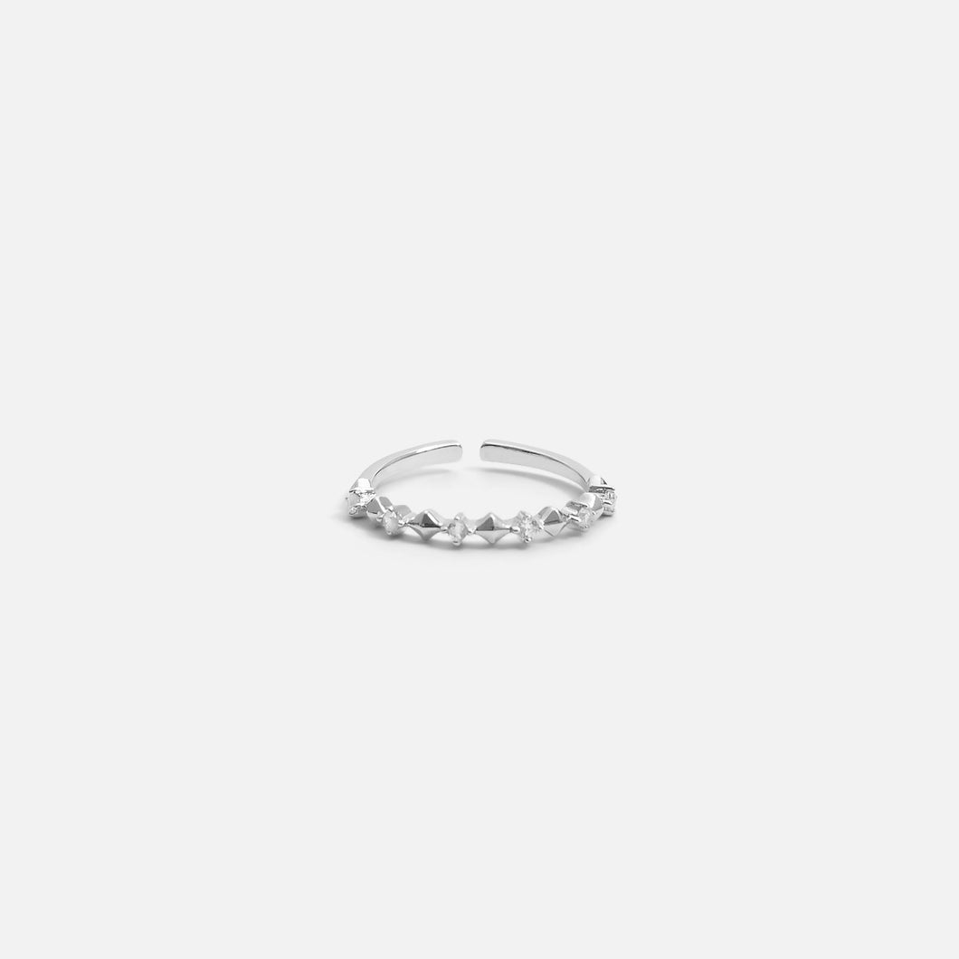 Sterling silver adjustable ring with cubic zirconia