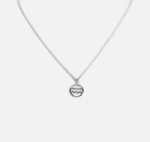 Load image into Gallery viewer, Sterling silver pendant with aquarius zodiac sign
