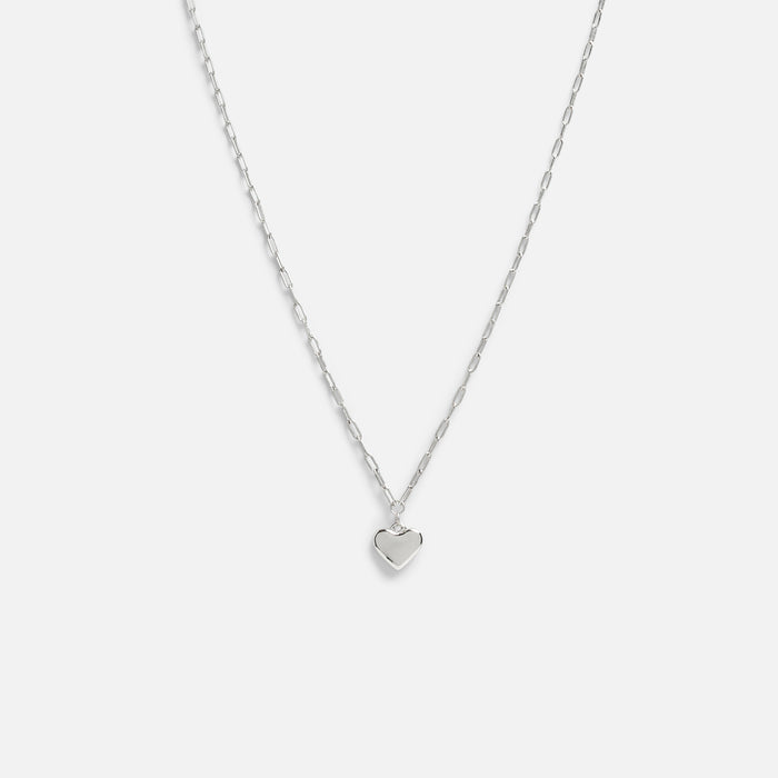 Chaîne argentée avec breloque cœur en argent sterling