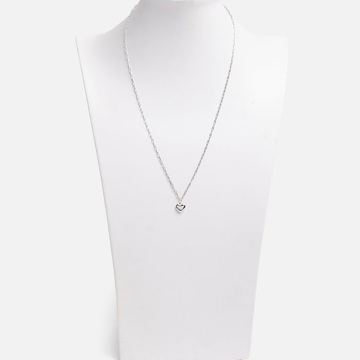 Chaîne argentée avec breloque cœur en argent sterling