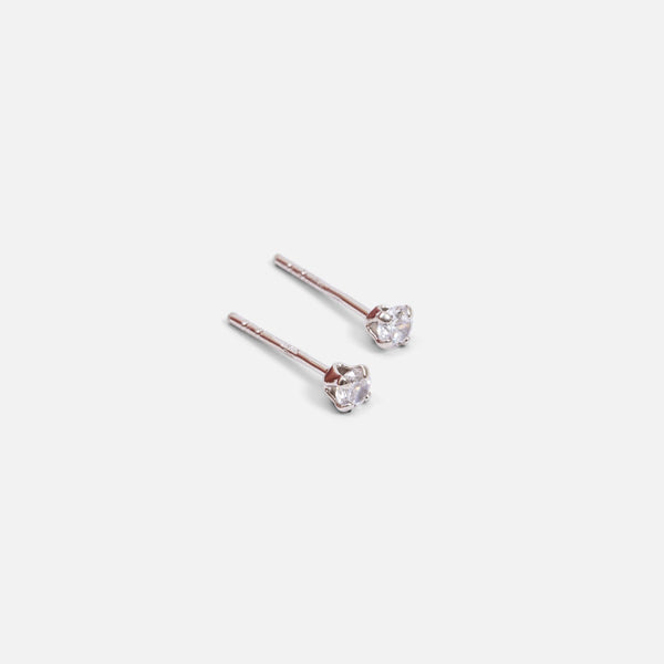 Load image into Gallery viewer, Sterling silver round shape earrings with cubic zirconia 3mm
