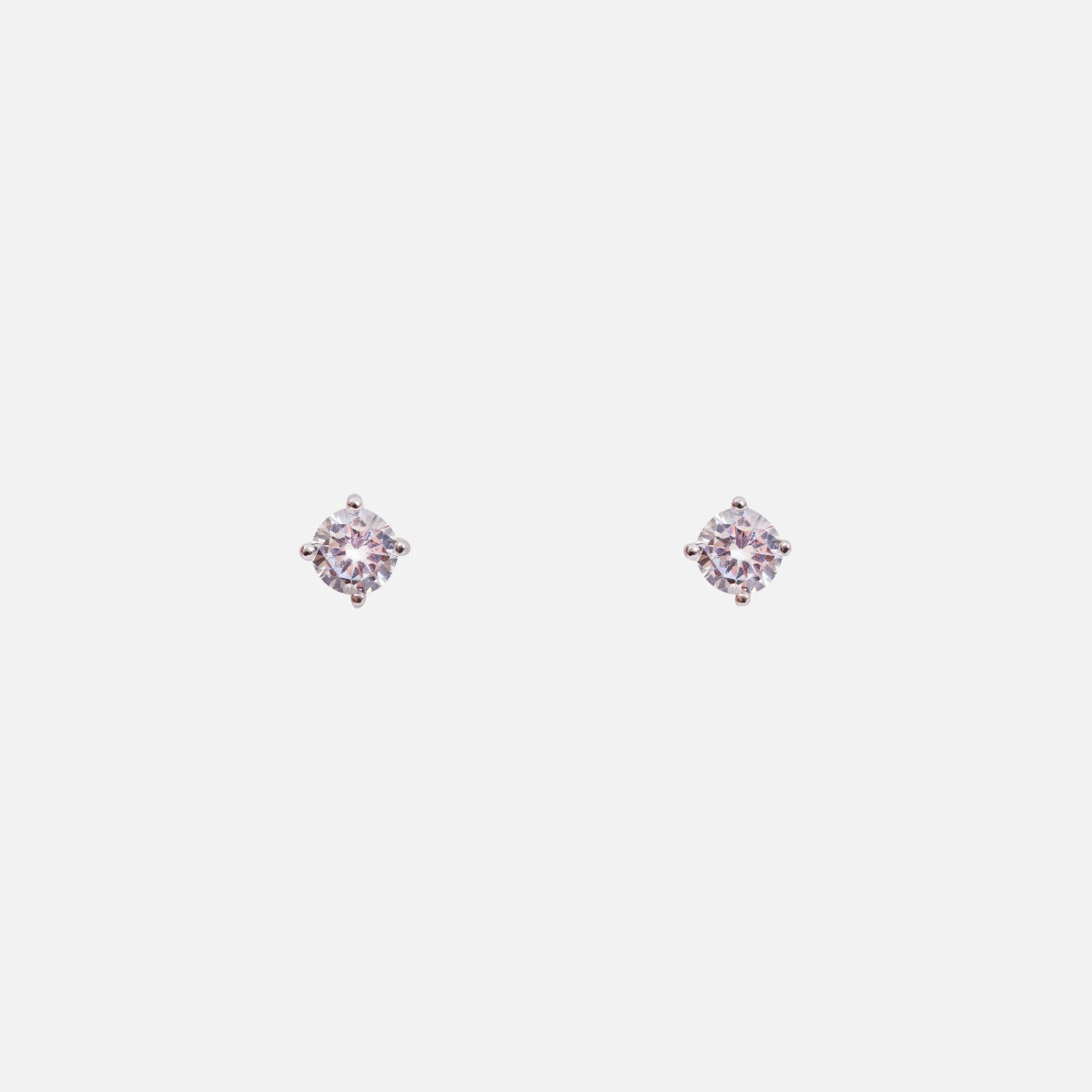 Sterling silver round shape earrings with cubic zirconia 4mm