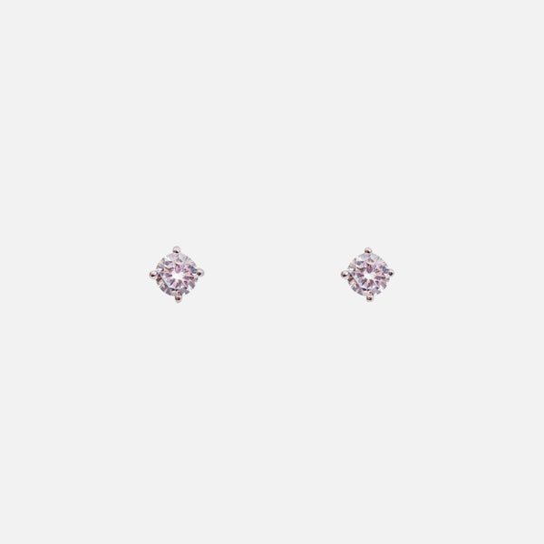 Load image into Gallery viewer, Sterling silver round shape earrings with cubic zirconia 4mm
