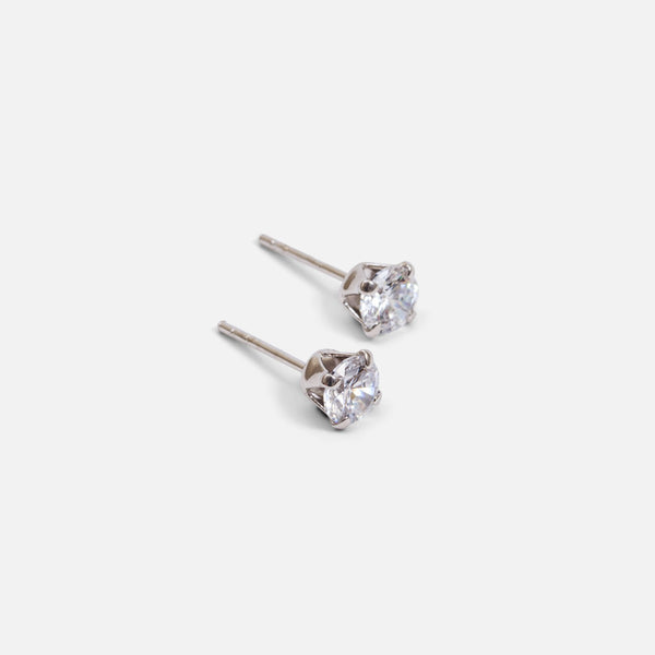 Load image into Gallery viewer, Sterling silver round earrings with 5 mm cubic zirconia stone
