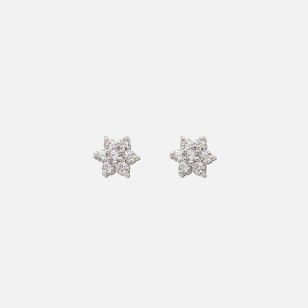 Charger l&#39;image dans la galerie, Boucles d&#39;oreilles argent sterling fleur et zircons
