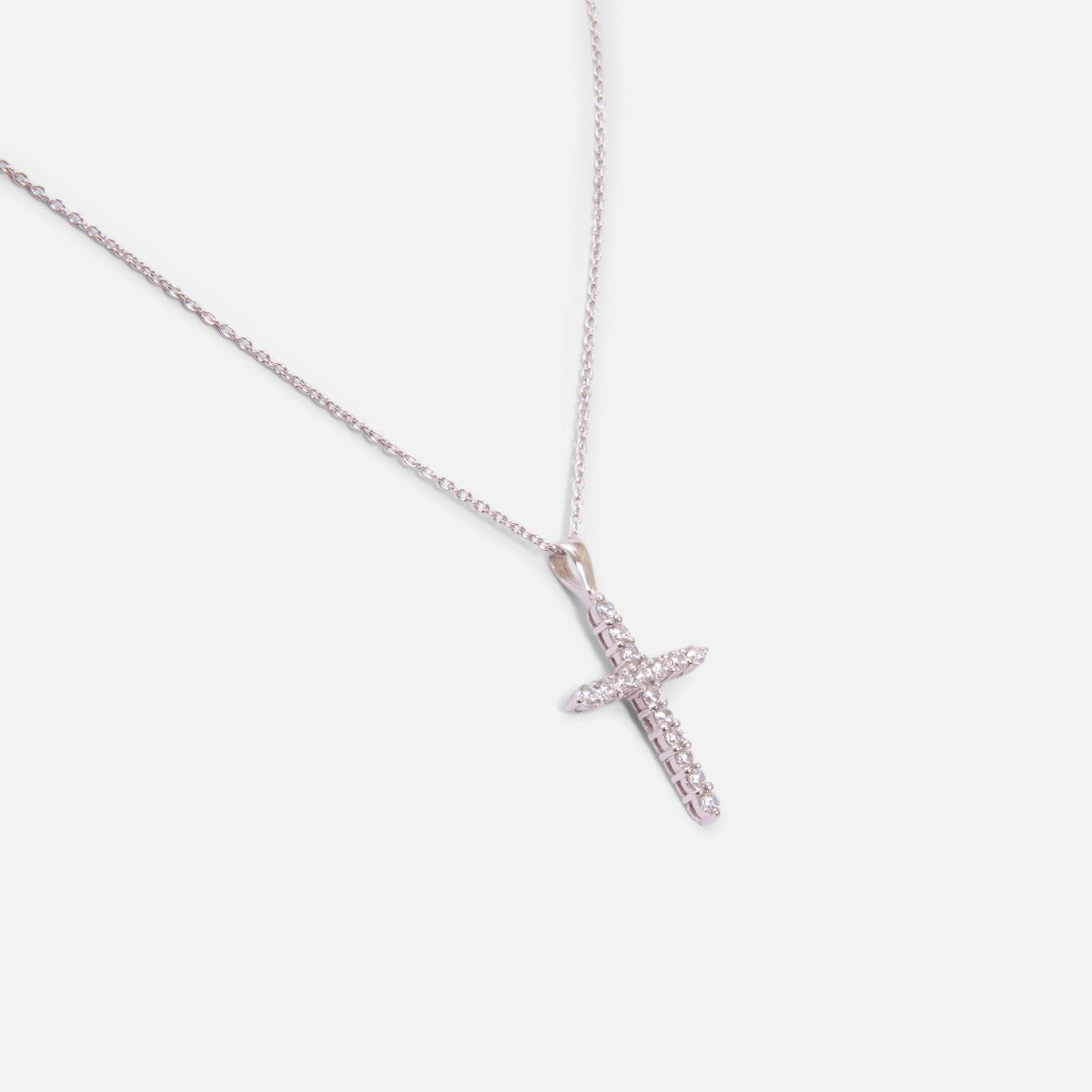 Pendentif forme croix zircons cubiques et argent sterling