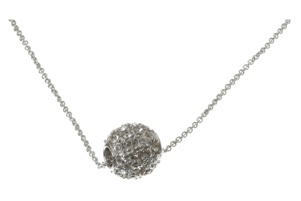 Sterling silver chain with cz fireball pendant