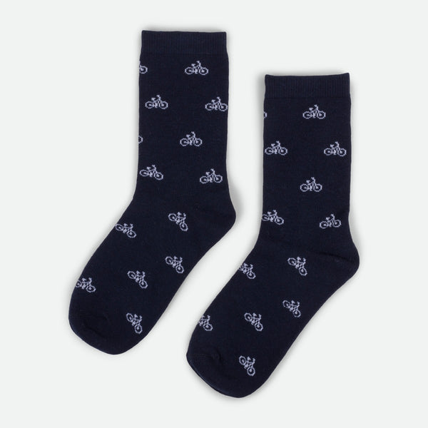 Load image into Gallery viewer, Navy blue socks with bicycles
