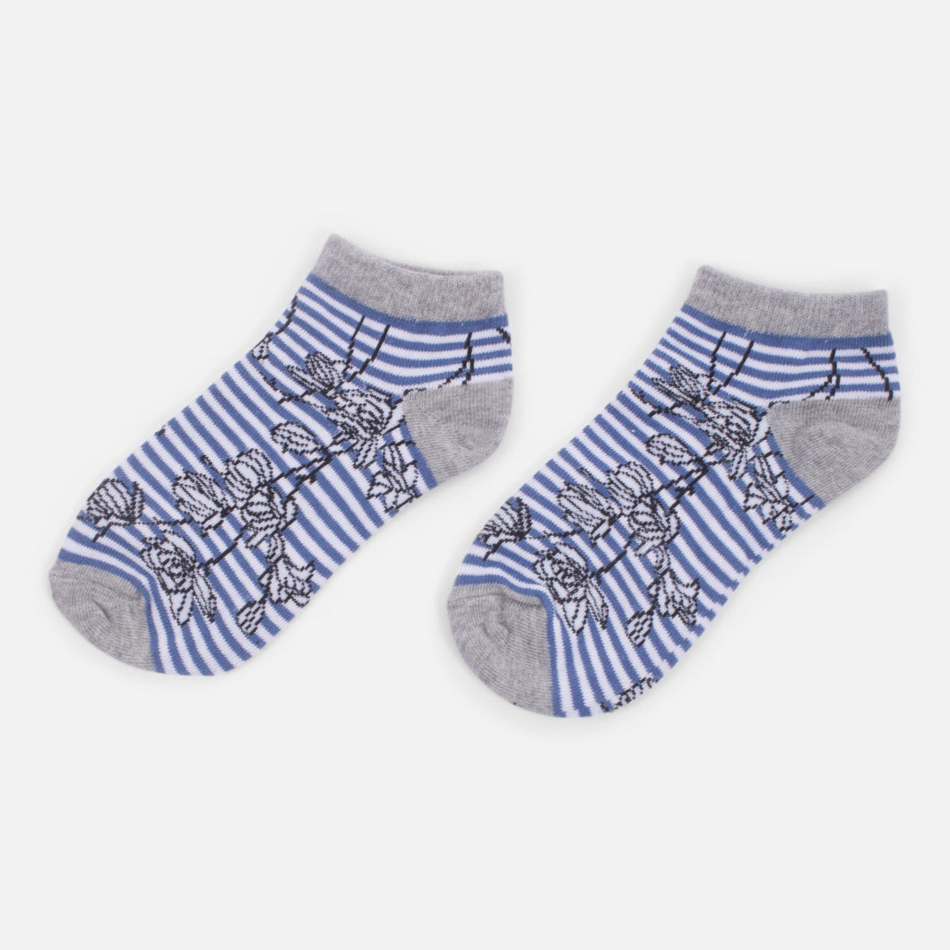 Striped and floral ankle socks