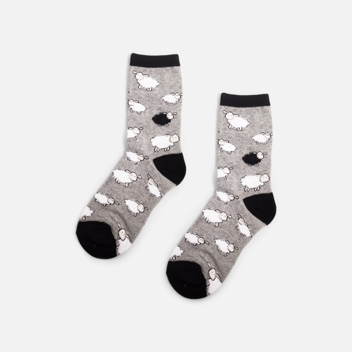 Grey socks with sheep print
