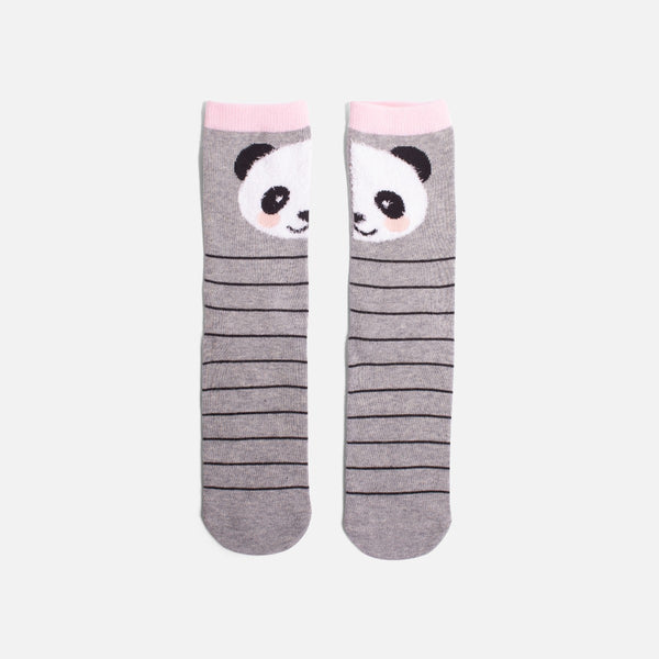 Load image into Gallery viewer, Grey socks with separate panda face

