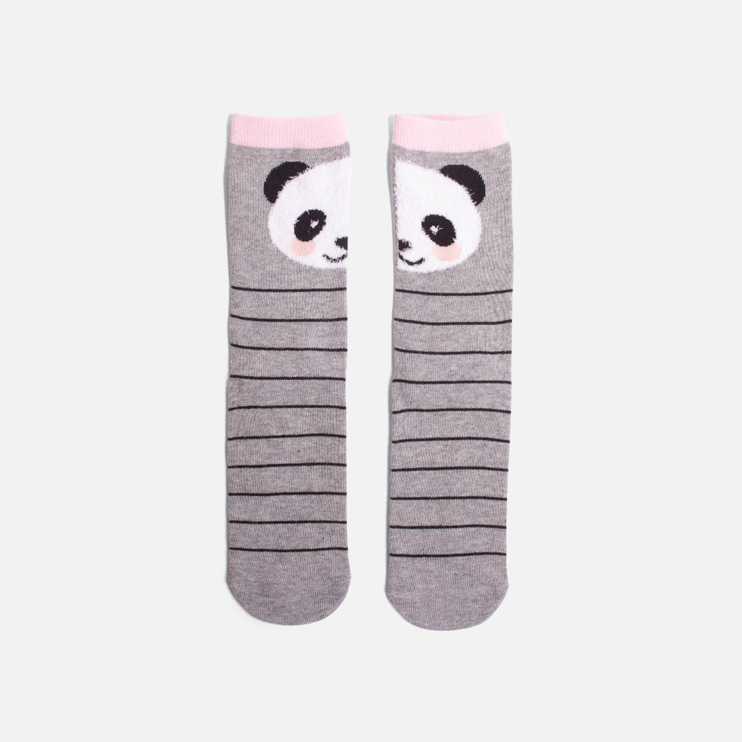 Grey socks with separate panda face