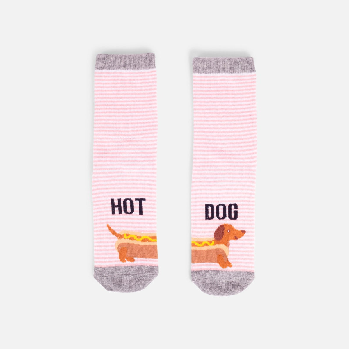 Socks duo with stripes and dachshund dogs