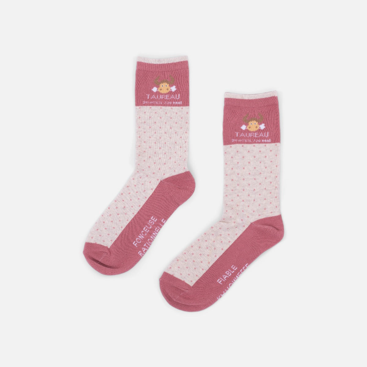 Beige and pink socks astrological sign "taurus"