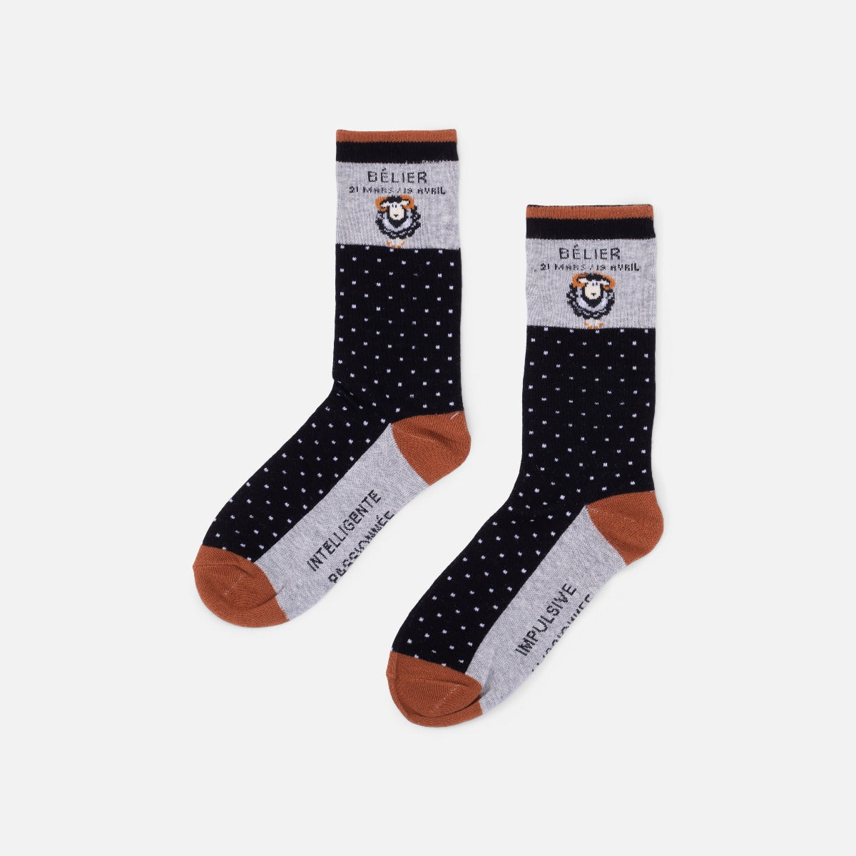 Grey and black socks astrological sign "aries"