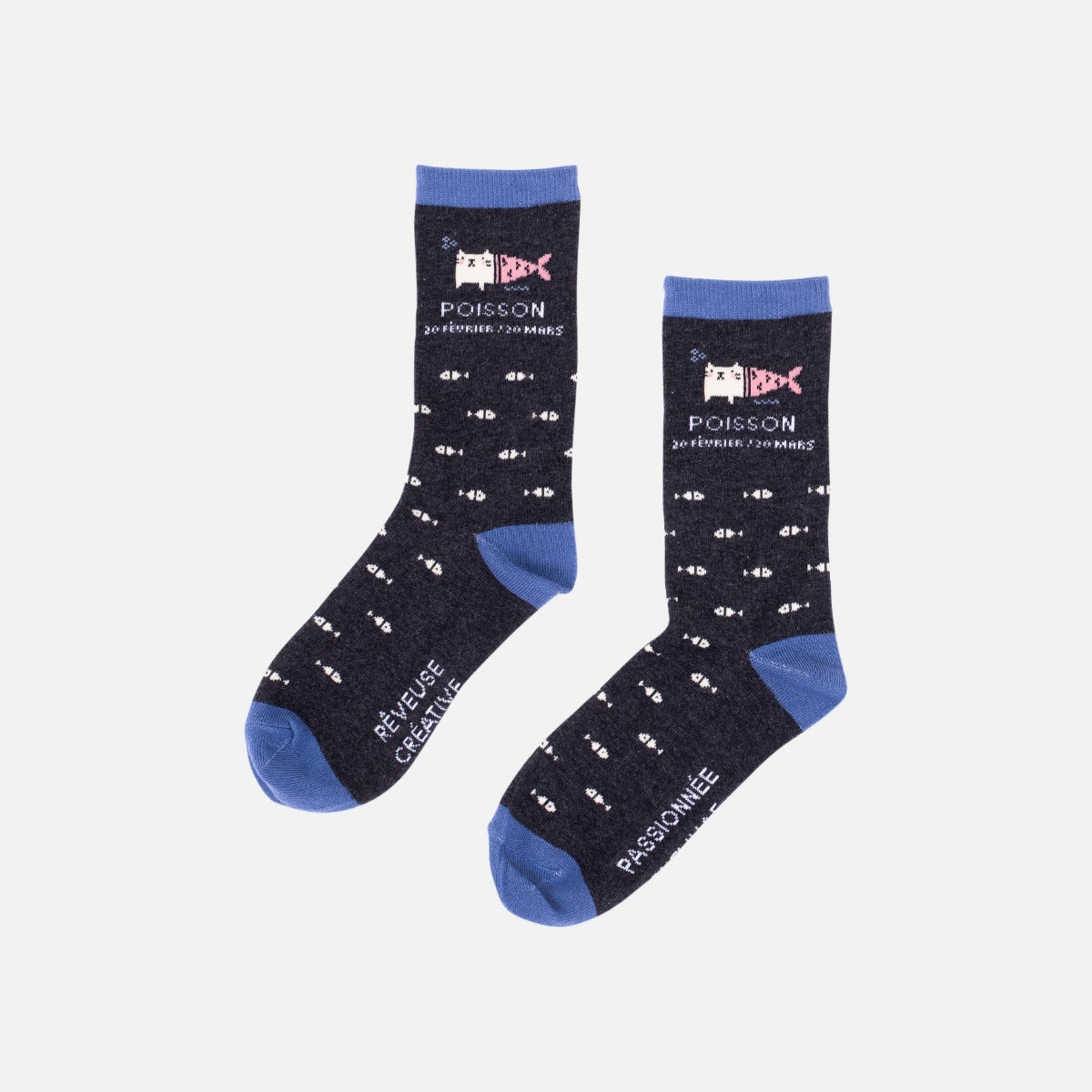Grey and blue socks astrological sign "pisces"