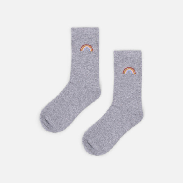 Load image into Gallery viewer, Grey socks with rainbow
