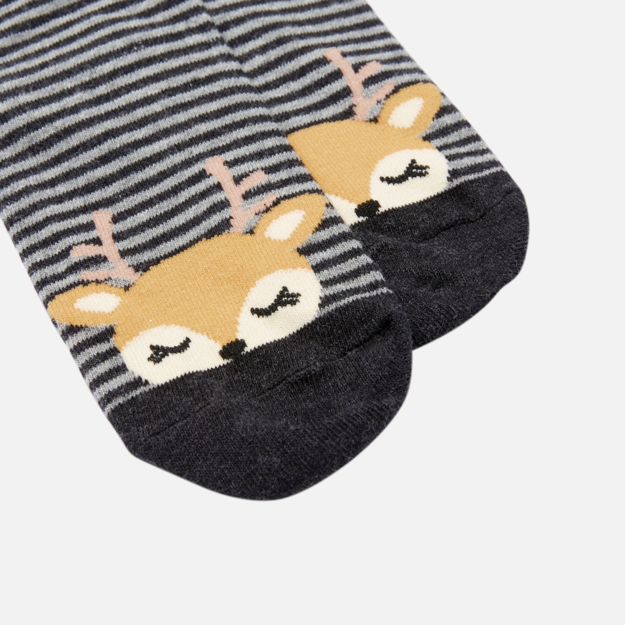 Black socks with stripes and deer 