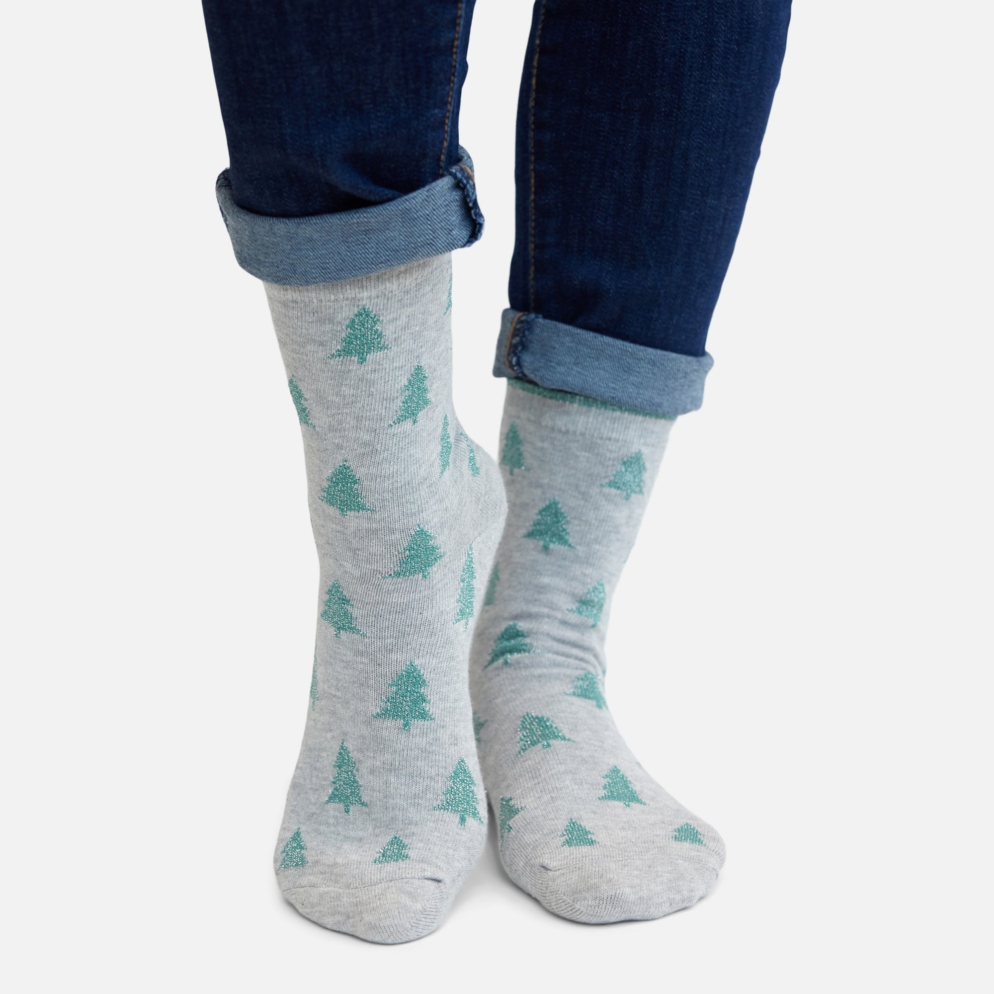 Grey socks with trees