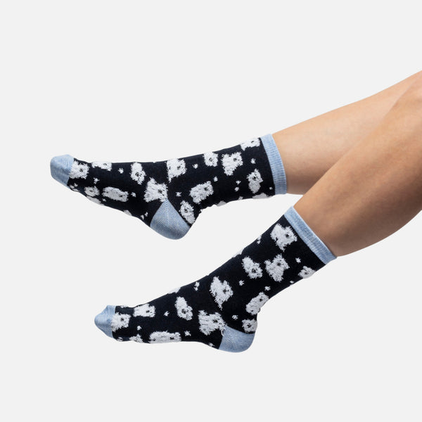 Load image into Gallery viewer, Navy blue socks with polar bears
