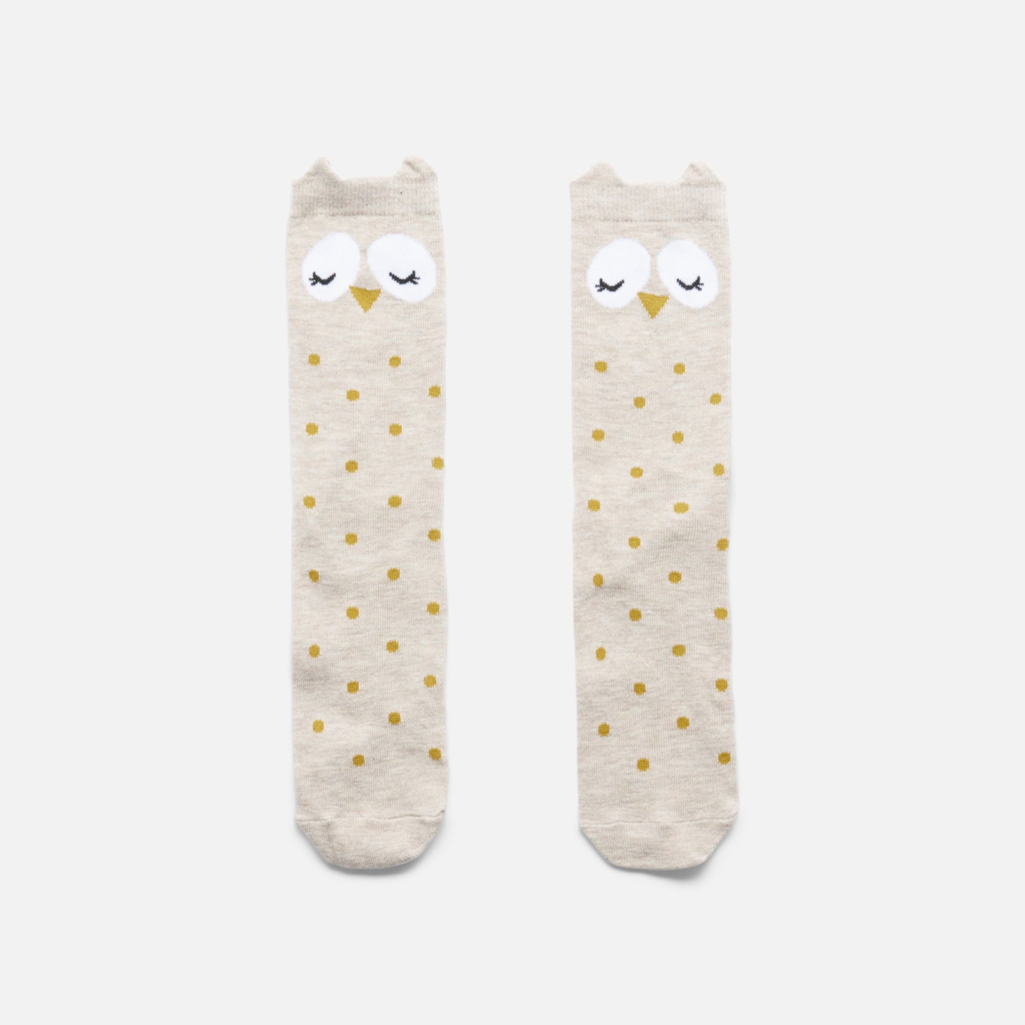 Beige socks with owl