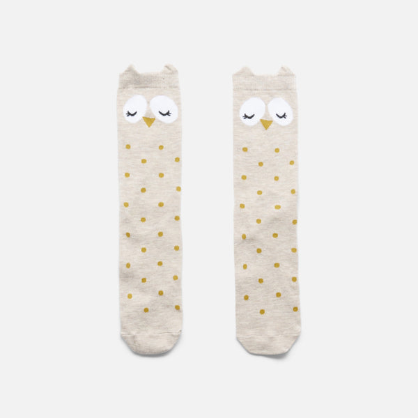 Load image into Gallery viewer, Beige socks with owl
