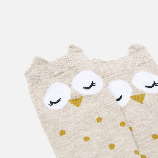 Load image into Gallery viewer, Beige socks with owl
