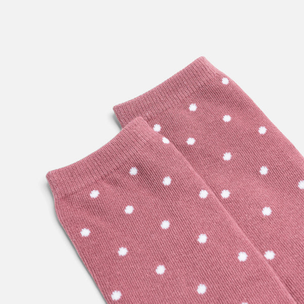 Load image into Gallery viewer, Pink socks with white polka dots and hedgehog 
