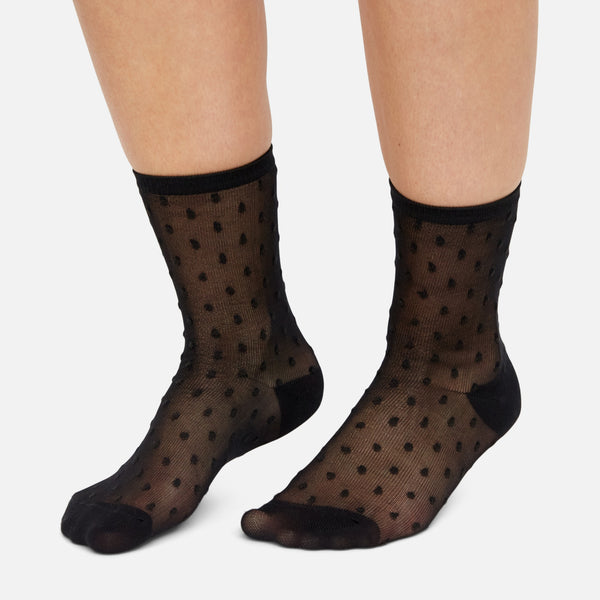 Load image into Gallery viewer, Socks with black polka dots 
