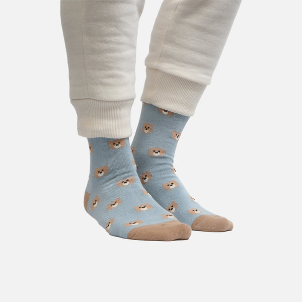 Load image into Gallery viewer, Blue teddy faces socks
