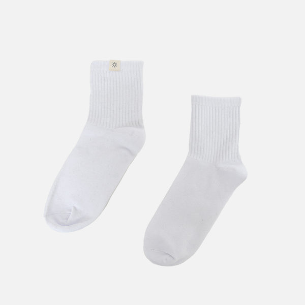 Load image into Gallery viewer, White socks with sun label
