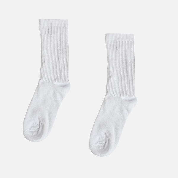 Load image into Gallery viewer, Plain white ribbed socks
