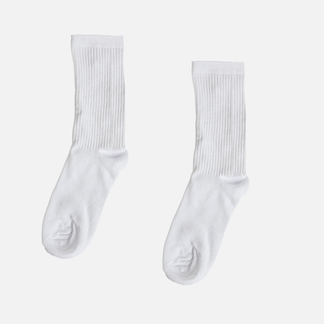 Plain white ribbed socks
